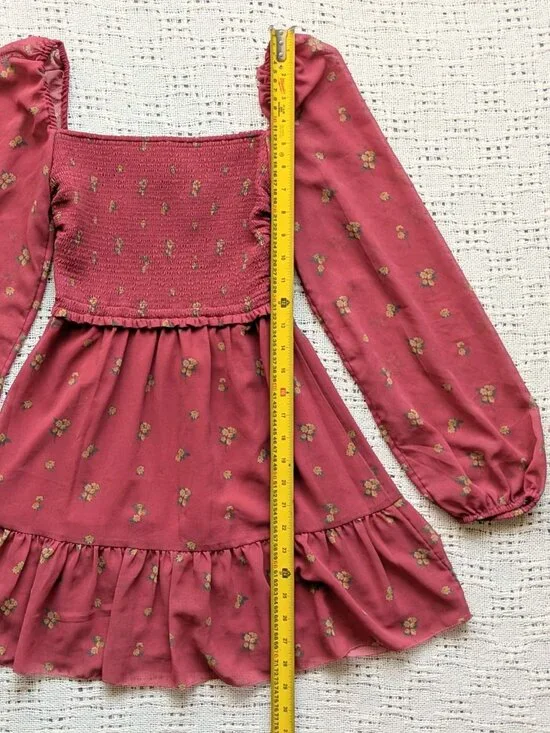 Aritzia Wilfred - Tempest Mini Dress Rosy Red/ Maplewood Size 2XS - Picture 8 of 11